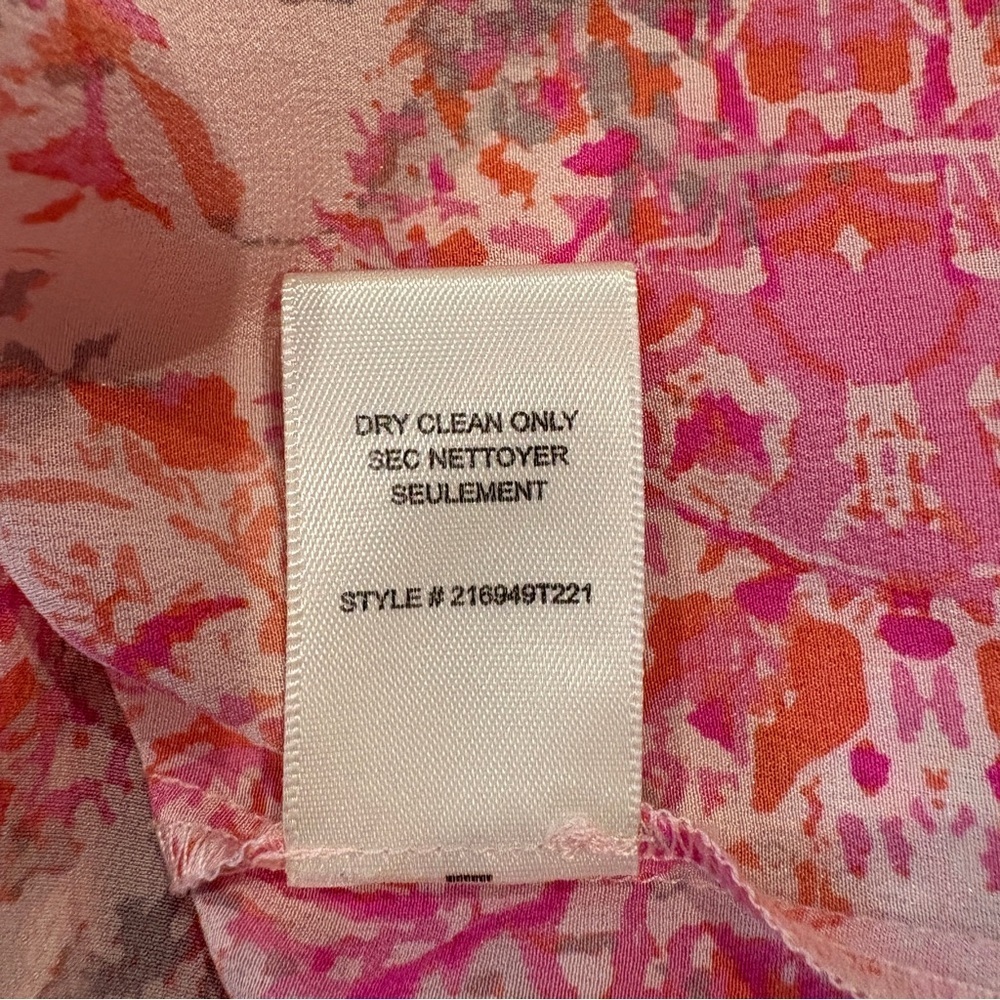 Rebecca Taylor Pink Floral Silk Blouse Size 8 - Picture 6 of 7